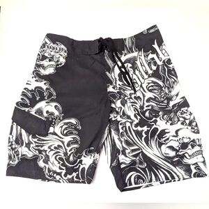 Billabong Board Shorts 10.50" Men's Skulls Print Black & White Size 33 NWOT